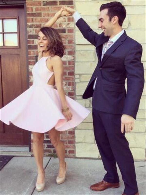 Pink Short Spagetti Strap A Line Homecoming Cocktail Graduation Party Prom Dress