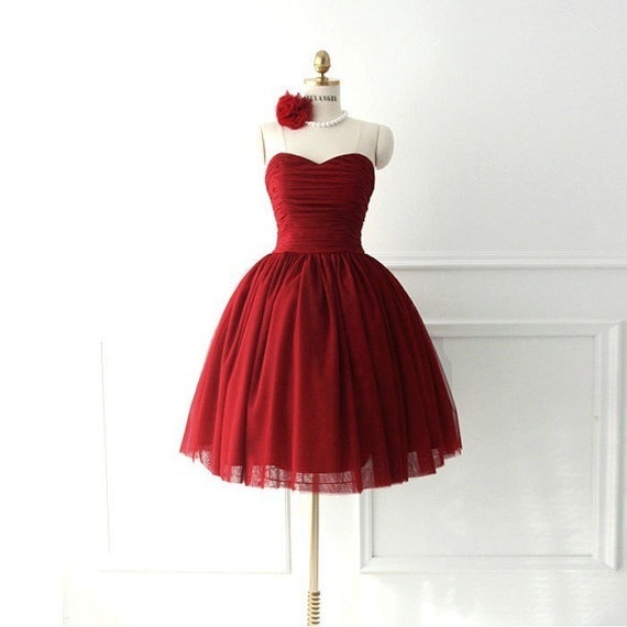 Short Red Sweetheart Junior Homecoming Prom Bridesmaid For Girls on Luulla